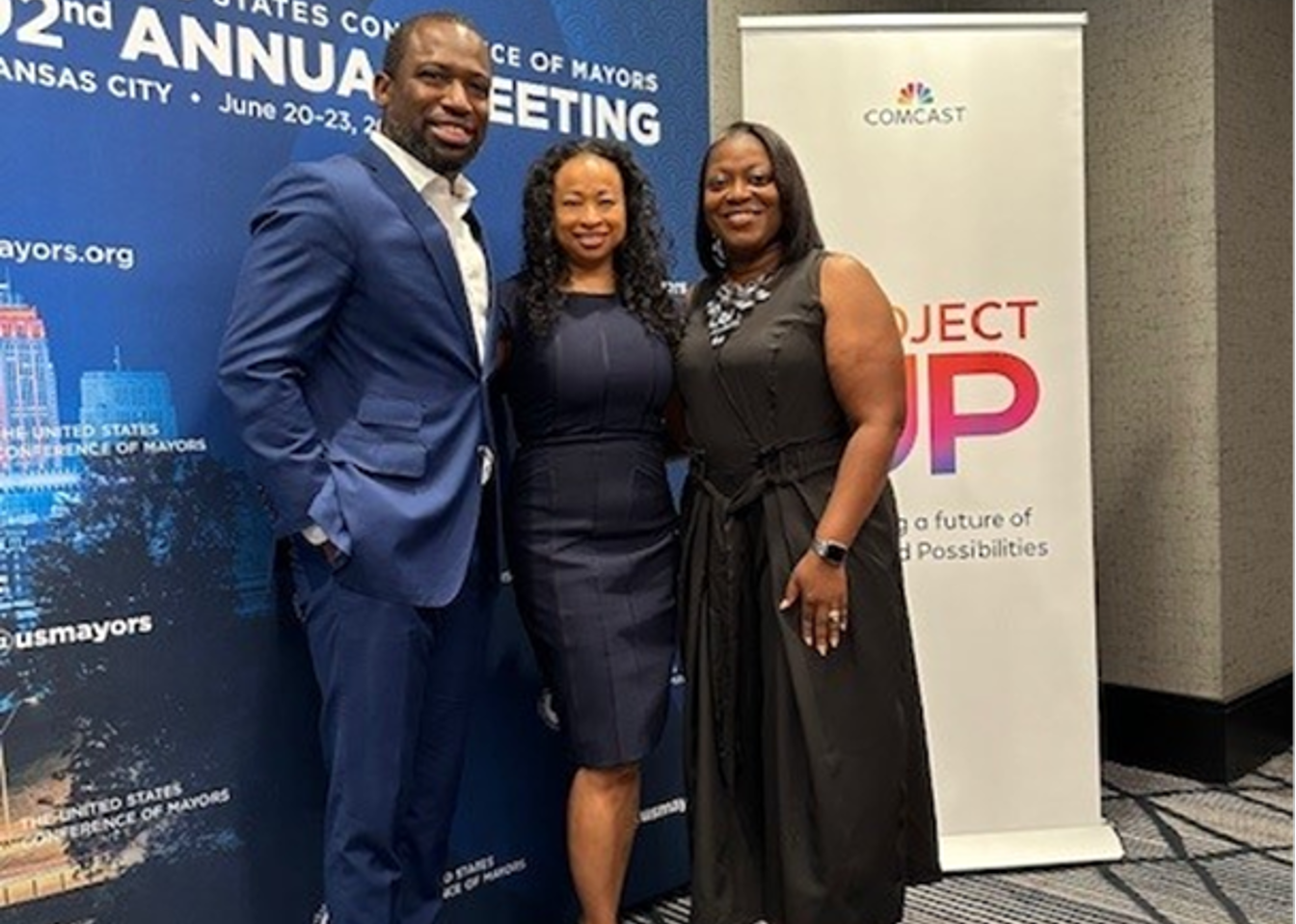 Levar Stoney, Mayor of Richmond, one of the Digital Equity Challenge winners, pictured with Dalila Wilson-Scott, EVP and Chief Diversity Officer, Comcast Corporation